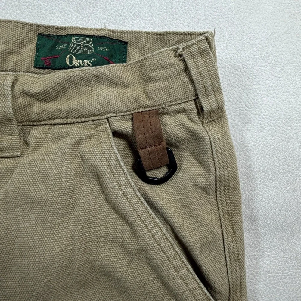 Vintage‎ Orvis Mens 38x28 Khaki Cotton Canvas Work Pants D-Ring Straight Leg Tan